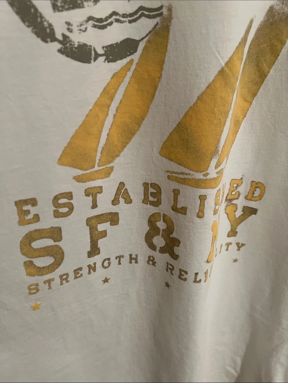 Banana Republic White Tee with Gold and Gray Graphic
